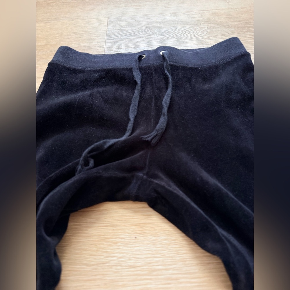 Juicy Couture Black Label Stretch Velour Rodeo Drive Leggings Y2K Drawstring S - Picture 4 of 8